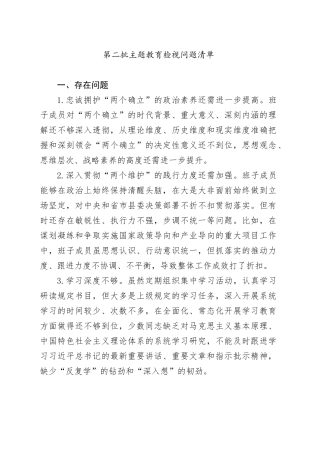 第二批主题教育检视问题清单