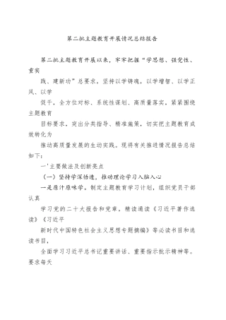 第二批主题教育开展情况总结