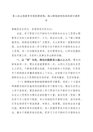 第二批主题教育专题党课：凝心铸魂强党性 砥砺前行建新功
