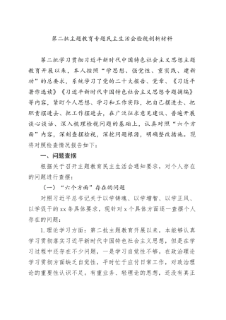 第二批主题教育专题民主生活会检视剖析材料