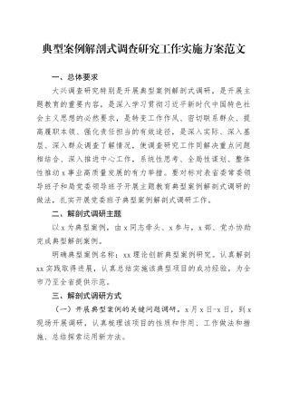 典型案例解剖式调查研究工作实施方案