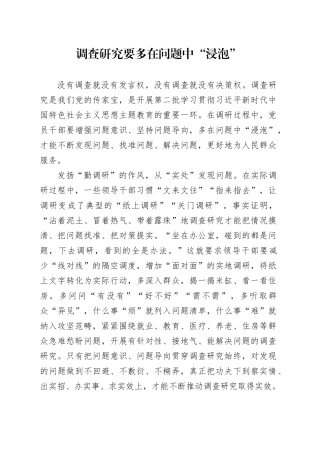 调查研究要多在问题中“浸泡”