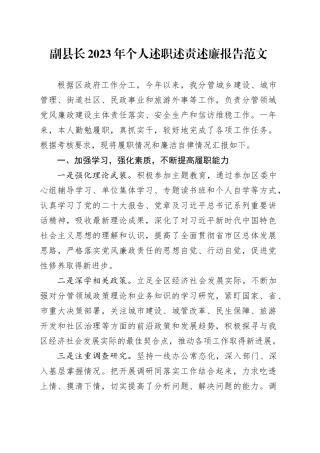 副县长2023年个人述职述责述廉报告分管领导工作总结汇报20231227