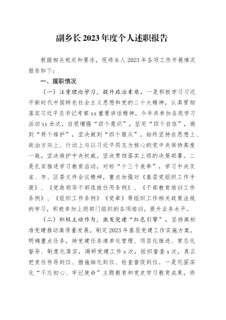副乡长2023年度个人述职报告