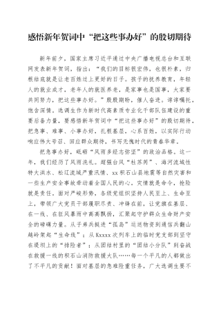 感悟新年贺词中“把这些事办好”的殷切期待