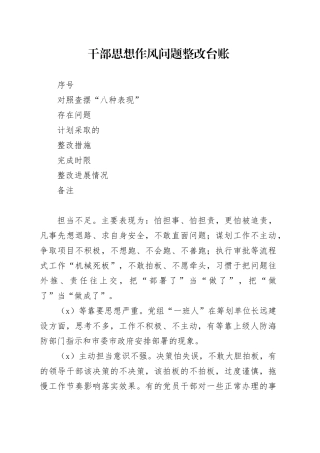 干部思想作风问题整改台账