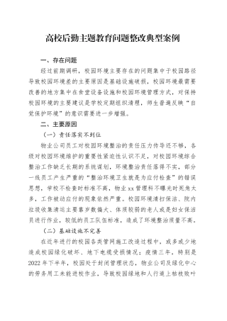 高校后勤主题教育问题整改典型案例