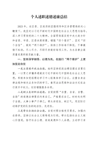 个人述职述德述廉总结