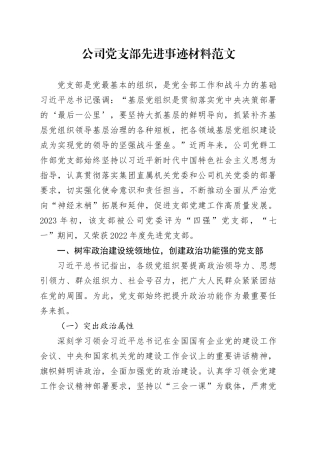 公司支部先进事迹材料企业