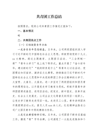 共青团工作总结