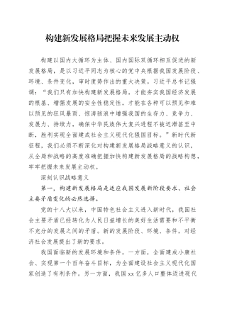 构建新发展格局把握未来发展主动权