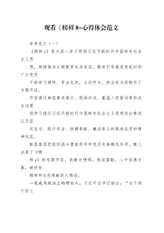 观看《榜样8》心得体会范文