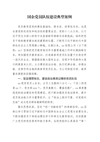 国企党员队伍建设典型案例