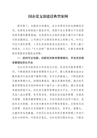 国企党支部建设典型案例