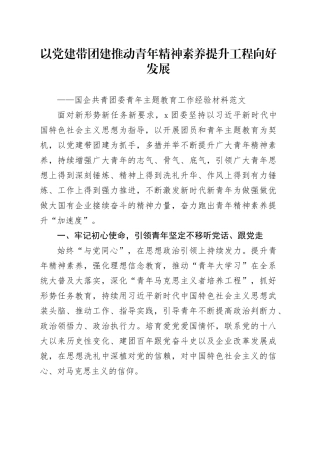 国有企业共青团委青年主题教育工作经验材料党建带团建精神素养党公司总结汇报报告