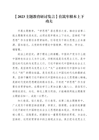 【2023主题教育研讨发言】在筑牢根本上下功夫