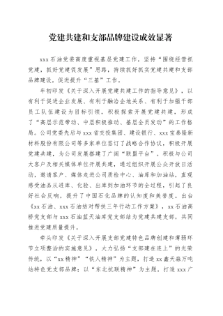 4.党建共建和支部品牌建设成效显著