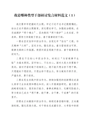 4篇我是哪种类型干部研讨发言材料心得体会
