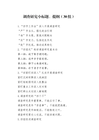 30组调查研究小标题提纲231018