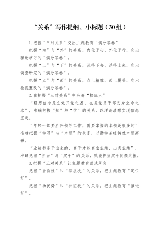 30组关系写作提纲小标题编号240110