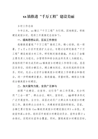 2023.11.15  镇推进“千万工程”建设美丽乡村工作总结