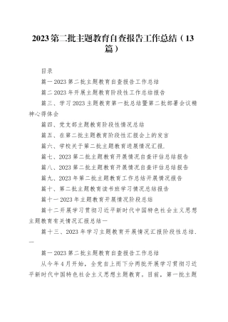 2023-第二批主题教育自查报告工作总结（13篇）