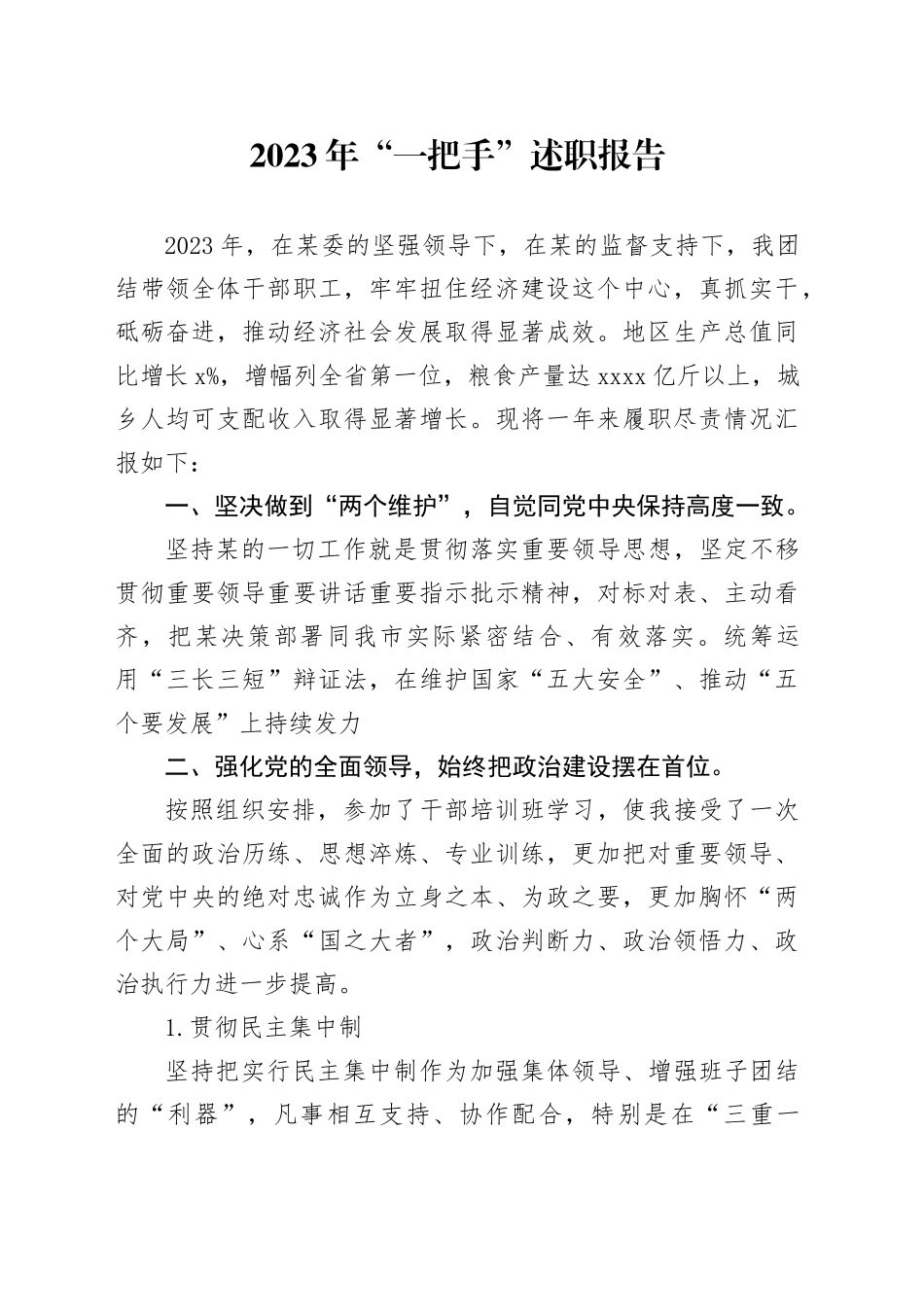 2023年“一把手”述职报告_第1页