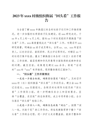 2023年XX村级组织换届“回头看”工作报告