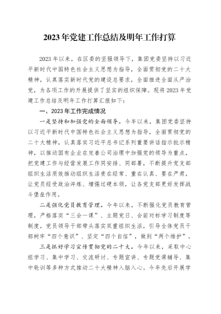 2023年党建工作总结及明年工作打算