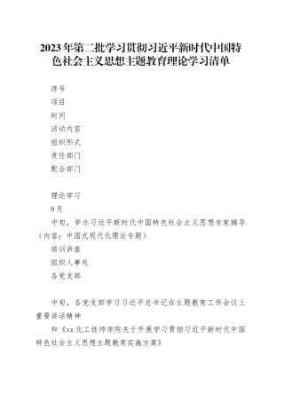 2023年第二批学习贯彻习近平新时代中国特色社会主义思想主题教育理论 学习清单