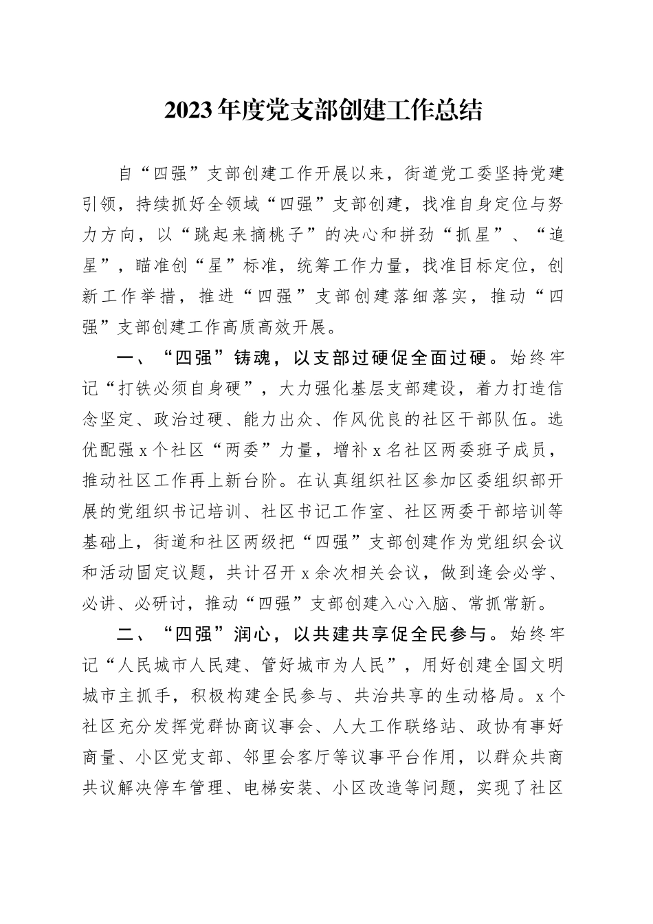 2023年度党支部创建工作总结_第1页