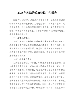 2023年度法治政府建设工作报告（20231121）