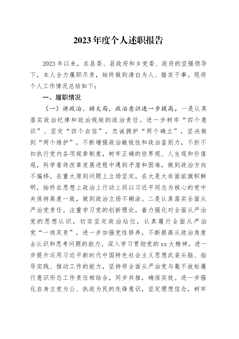 2023年度个人述职报告 （3）_第1页