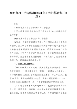 2023年度工作总结和2024年工作打算合集（2篇）