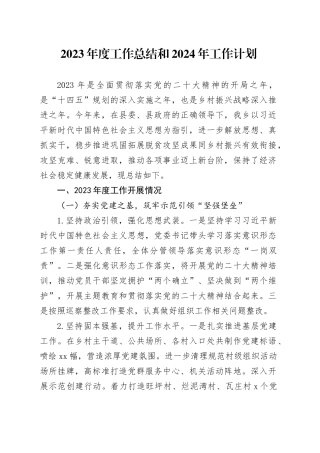 2023年度工作总结和2024年工作计划（20231225）