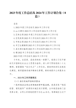2023年度工作总结及2024年工作计划合集（8篇）