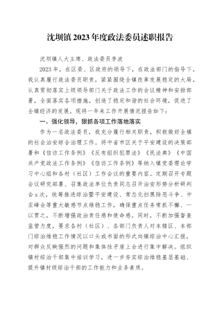 2023年度政法委员述职报告