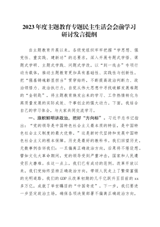 2023年度主题教育专题民主生活会会前学习研讨发言提纲 （9）