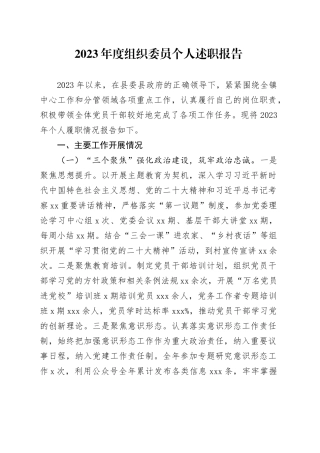 2023年度组织委员个人述职报告