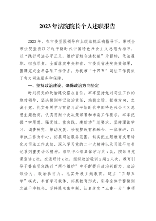 2023年法院负责人个人述职报告院长工作总结汇报