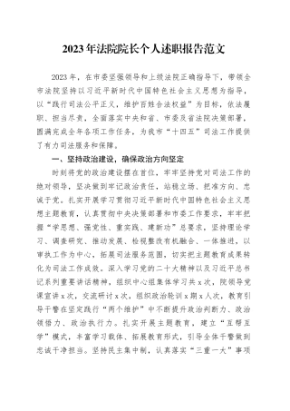 2023年法院负责人个人述职报告院长工作总结汇报1127