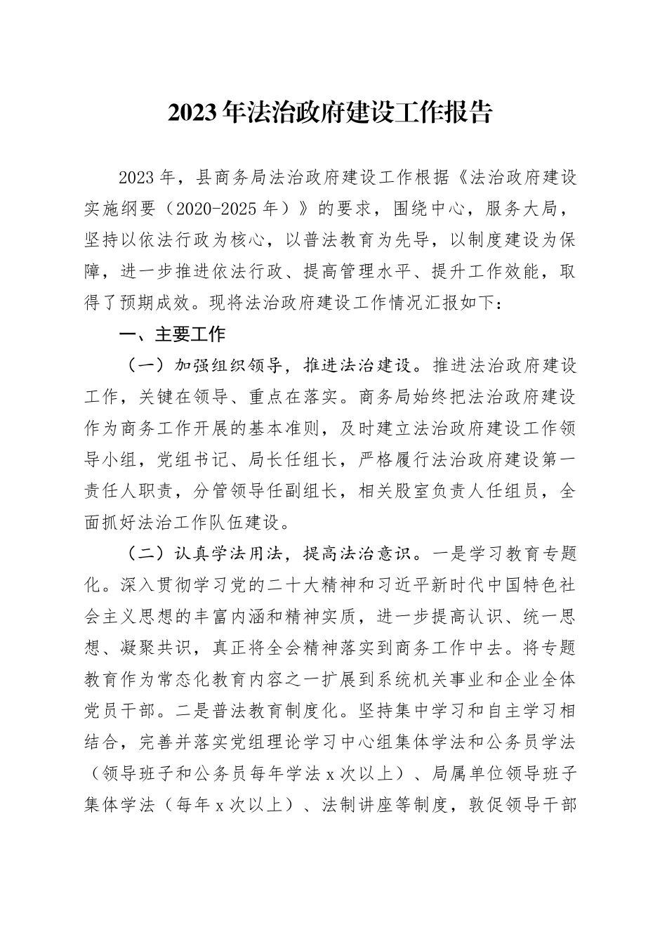 2023年法治政府建设工作报告_第1页