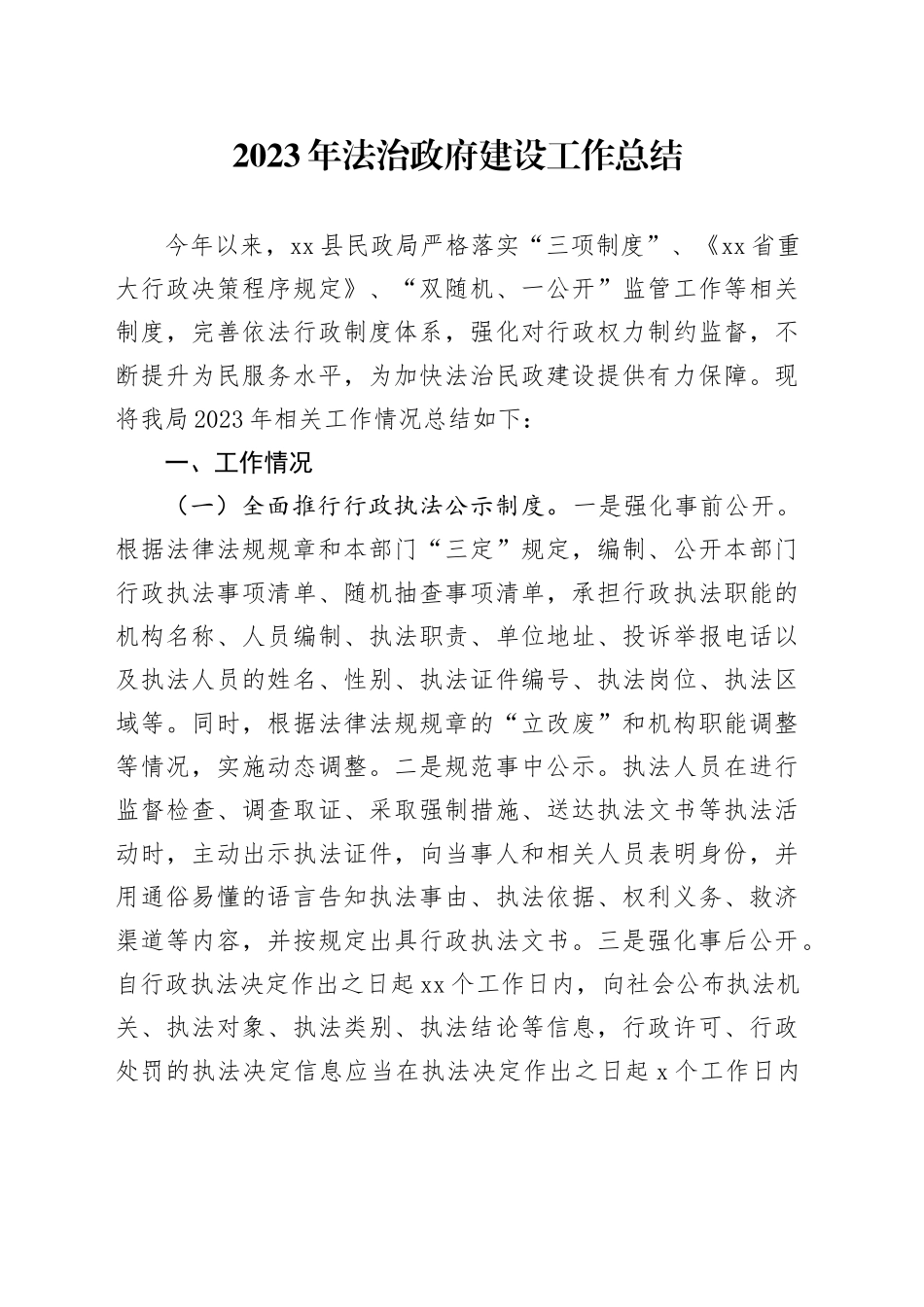2023年法治政府建设工作总结_第1页