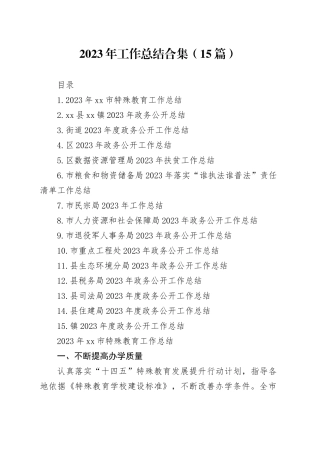 2023年工作总结合集（15篇）