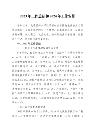 2023年工作总结和2024年工作安排（20240108）