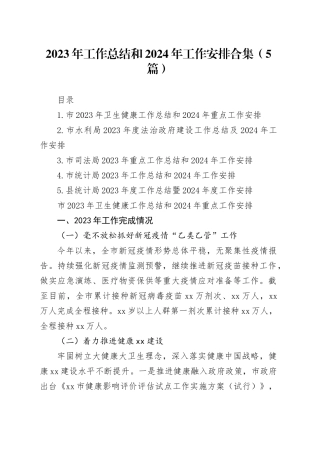 2023年工作总结和2024年工作安排合集（5篇）