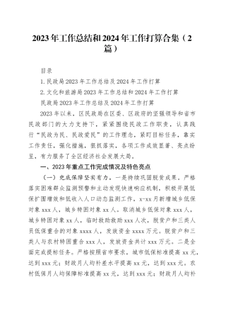 2023年工作总结和2024年工作打算合集（2篇）