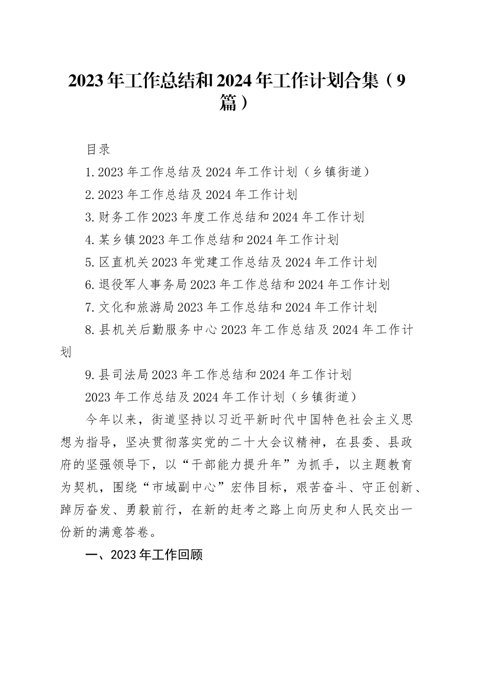 2023年工作总结和2024年工作计划合集（9篇）20231201_第1页