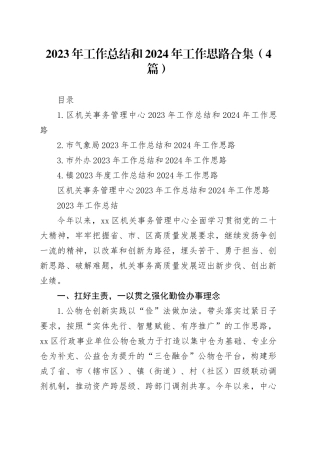 2023年工作总结和2024年工作思路合集（4篇）