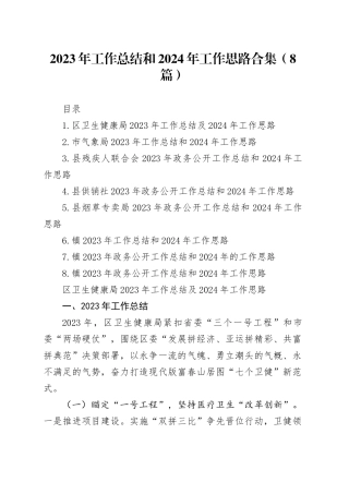 2023年工作总结和2024年工作思路合集（8篇）